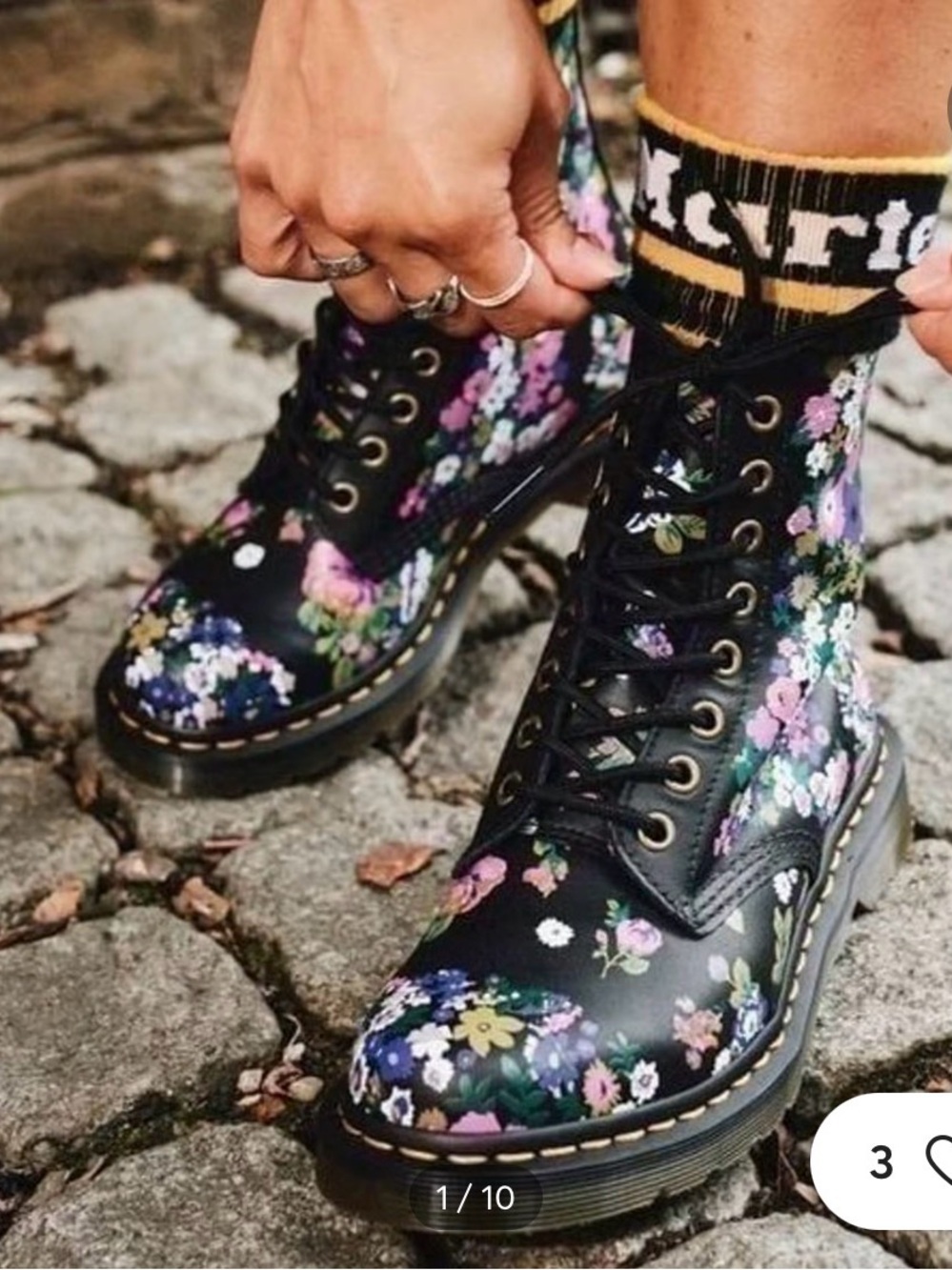 Dr. Martens 1460 Pascal Floral Mash Up boots Size 7